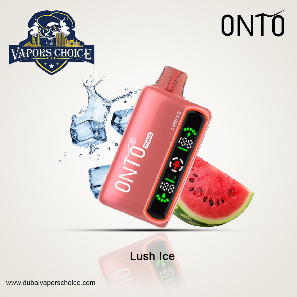 ONTO TEMPO (50mg) 15000 PUFFS - DISPOSABLE VAPE - Full LED Display Lush Ice UAE  Ras Al-Khaimah